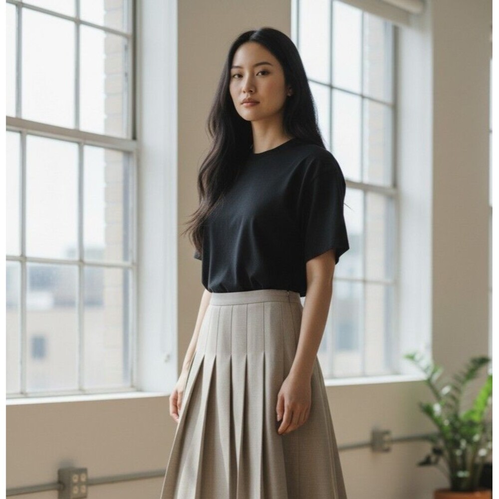 Briggs  Vintage Y2K Beige Pleated Skirt NWT Womens 12